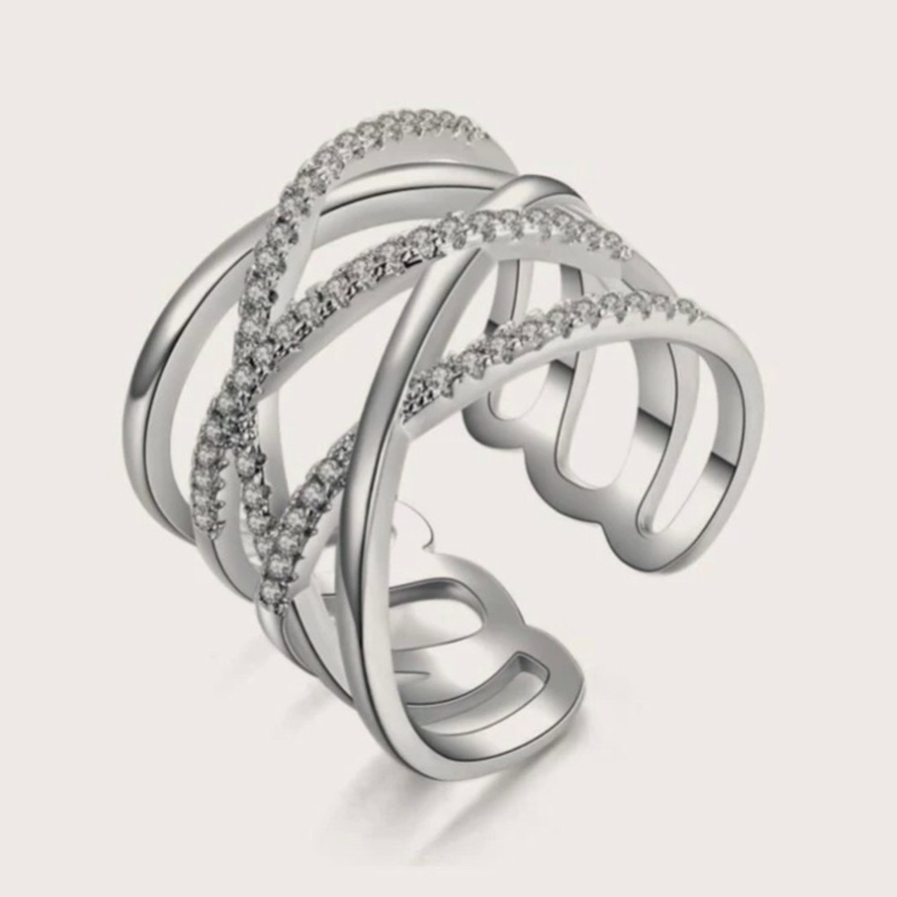 Silver & Rhinestones Stacked Ring